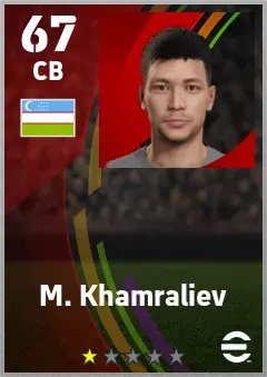 M. Khamraliev eFootball 2026 player card — 67 OVR CB