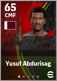 Yusuf Abdurisag eFootball 2026 player card — 65 OVR CMF