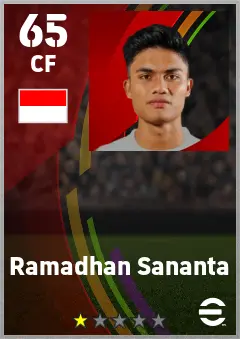 Ramadhan Sananta eFootball 2026 player card — 65 OVR CF