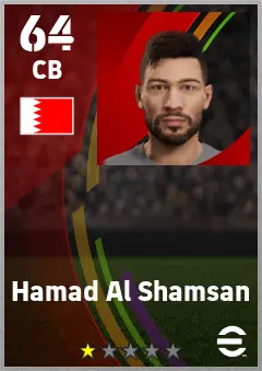 Hamad Al Shamsan eFootball 2026 player card — 64 OVR CB