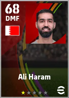 Ali Haram eFootball 2026 player card — 68 OVR DMF
