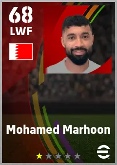 Mohamed Marhoon eFootball 2026 player card — 68 OVR LWF