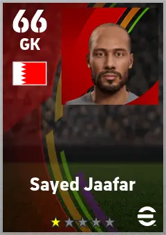 Sayed Jaafar eFootball 2026 player card — 66 OVR GK