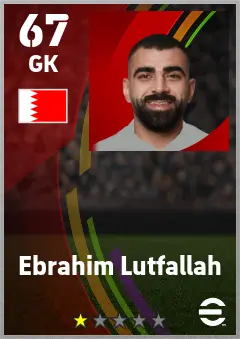 Ebrahim Lutfallah eFootball 2026 player card — 67 OVR GK
