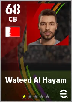 Waleed Al Hayam eFootball 2026 player card — 68 OVR CB