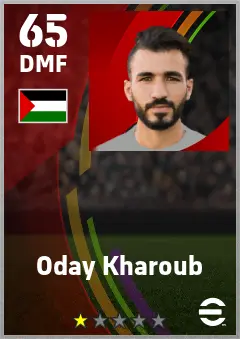 Oday Kharoub eFootball 2026 player card — 65 OVR DMF