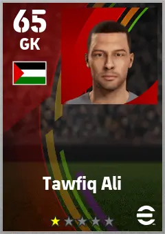 Tawfiq Ali eFootball 2026 player card — 65 OVR GK