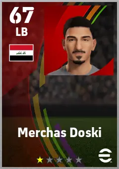 Merchas Doski eFootball 2026 player card — 67 OVR LB