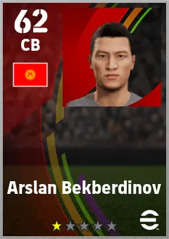 Arslan Bekberdinov eFootball 2026 player card — 62 OVR CB