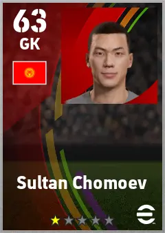 Sultan Chomoev eFootball 2026 player card — 63 OVR GK