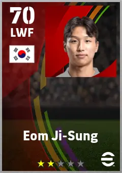 Eom Ji-Sung eFootball 2026 player card — 70 OVR LWF