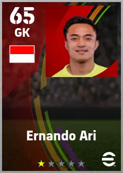 Ernando Ari eFootball 2026 player card — 65 OVR GK
