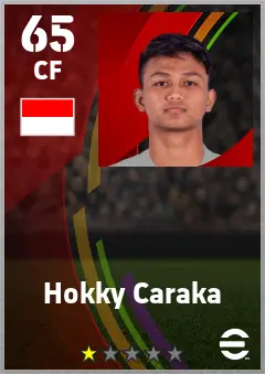 Hokky Caraka eFootball 2026 player card — 65 OVR CF