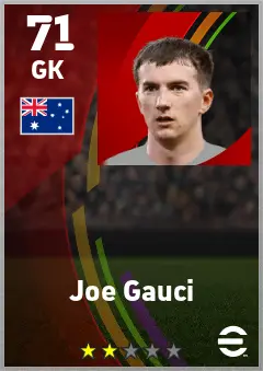 Joe Gauci eFootball 2026 player card — 71 OVR GK