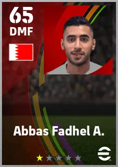 Abbas Fadhel A. eFootball 2026 player card — 65 OVR DMF