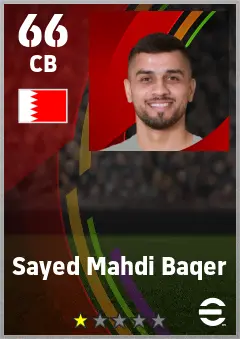 Sayed Mahdi Baqer eFootball 2026 player card — 66 OVR CB