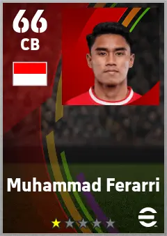 Muhammad Ferarri eFootball 2026 player card — 66 OVR CB