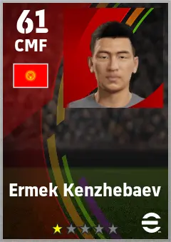Ermek Kenzhebaev eFootball 2026 player card — 61 OVR CMF