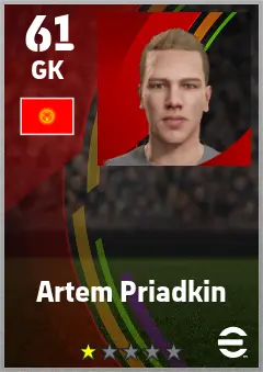 Artem Priadkin eFootball 2026 player card — 61 OVR GK