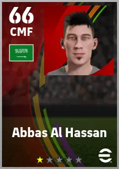 Abbas Al Hassan eFootball 2026 player card — 66 OVR CMF