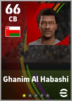 Ghanim Al Habashi eFootball 2026 player card — 66 OVR CB