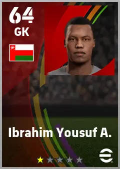 Ibrahim Yousuf A. eFootball 2026 player card — 64 OVR GK