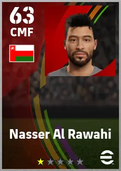 Nasser Al Rawahi eFootball 2026 player card — 63 OVR CMF