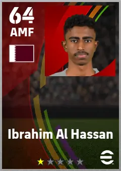 Ibrahim Al Hassan eFootball 2026 player card — 64 OVR AMF
