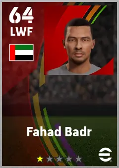 Fahad Badr eFootball 2026 player card — 64 OVR LWF