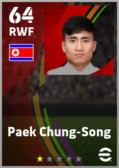 Paek Chung-Song eFootball 2026 player card — 64 OVR RWF