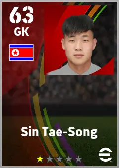 Sin Tae-Song eFootball 2026 player card — 63 OVR GK