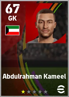 Abdulrahman Kameel eFootball 2026 player card — 67 OVR GK