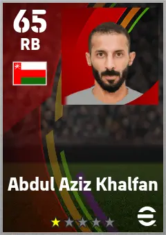 Abdul Aziz Khalfan eFootball 2026 player card — 65 OVR RB