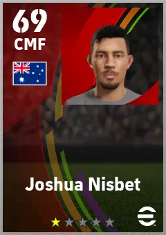 Joshua Nisbet eFootball 2026 player card — 69 OVR CMF