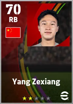 Yang Zexiang eFootball 2026 player card — 70 OVR RB