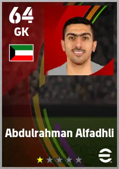 Abdulrahman Alfadhli eFootball 2026 player card — 64 OVR GK
