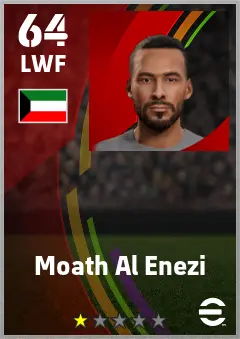 Moath Al Enezi eFootball 2026 player card — 64 OVR LWF