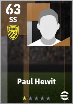 Paul Hewit eFootball 2026 player card — 63 OVR SS