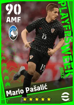 Mario Pasalic eFootball 2026 player card — 90 OVR AMF