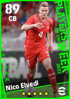 Nico Elvedi eFootball 2026 player card — 89 OVR CB