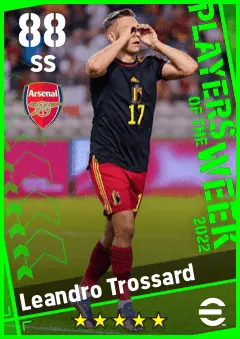 Leandro Trossard eFootball 2026 player card — 88 OVR SS