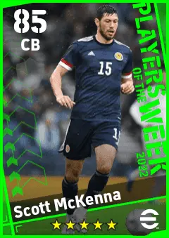Scott McKenna eFootball 2026 player card — 85 OVR CB