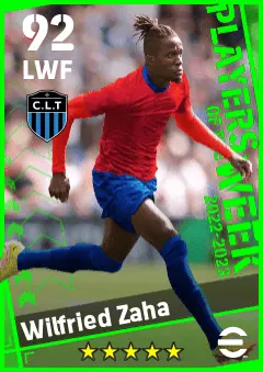 Wilfried Zaha eFootball 2026 player card — 92 OVR LWF