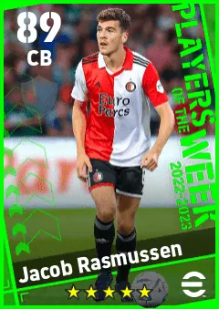 Jacob Rasmussen eFootball 2026 player card — 89 OVR CB