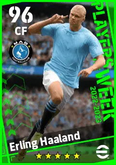 Erling Haaland eFootball 2026 player card — 96 OVR CF