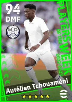 Aurelien Tchouameni eFootball 2026 player card — 94 OVR DMF