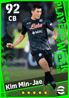 Kim Min-Jae eFootball 2026 player card — 92 OVR CB