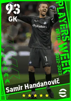 Samir Handanovic eFootball 2026 player card — 93 OVR GK