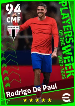 Rodrigo De Paul eFootball 2026 player card — 94 OVR CMF