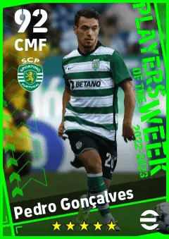 Pedro Goncalves eFootball 2026 player card — 92 OVR CMF